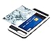 Credit Card ID Holder Wallet Case For iPhone 7 / iPhone 8 Dual Slim Shock-Resistant Hybrid Armor Case - Holds 2 Cards & Cash By Corpcase. ID CARD Slider Grey White Marble Granite Mosaic Pattern.