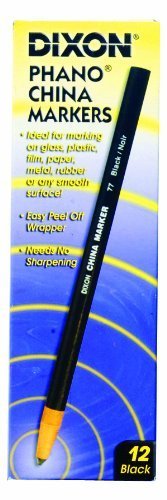 Dixon Phano Peel-Off China Marker Pencils, Black, 12-Count (00077) by Dixon