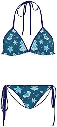 Women's Christmas Tree and SnowFlake Two Pieces Bikini Sets Swimwear Swimsuit
