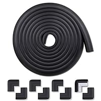 Edge & Corner Guards Baby Proofing Foam - Safety Furniture Bumper Table Protectors - Corner Cushion Set 20.4 ft(18 ft Edge + 8 Corners, Black) - MEETBABY