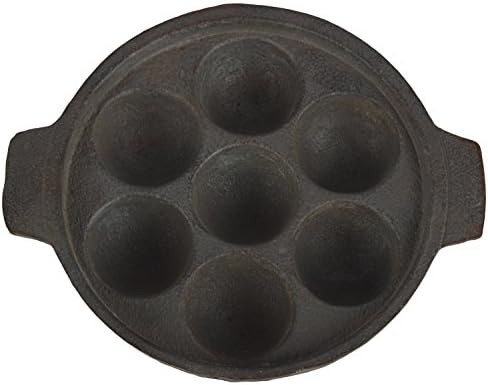 Shakti Kitchenware Cast Iron Round Appam Pan (Grey)