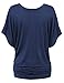 Lock and Love LL WT1038 Womens V Neck Short Sleeve Dolman Top XXL Navy