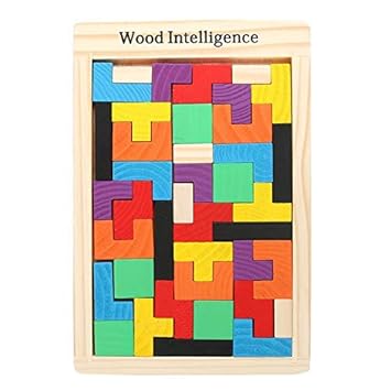 Rvold Wooden Tetris Jigsaw Puzzle Toy with Colorful Blocks - Best Play School Toy Game