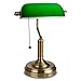 TORCHSTAR Retro Banker's Lamp, Yellow Glass Desk Light, Antique Brass Finish, E26 Base Bulb Compatible, 350 Degrees Rotatable, Pull Cord Switch Included for Living Room, Nightstand Table, Bedroom