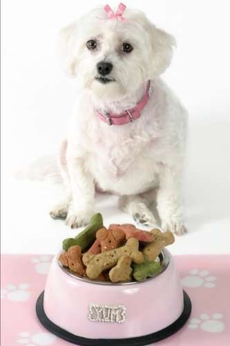 Pampered Pooch - White Maltese Terrier with Bowl of Dog Treats Journal: 150 page lined notebook/diary
