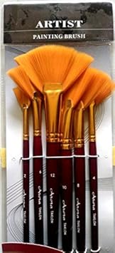 Arora Artist Quality Fan Golden Synthetic Brush Set of 6 Piece