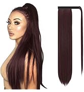 Sofeiyan Long Straight Ponytail Extension 26 inch Wrap Around Ponytail Synthetic Hair Extensions ...