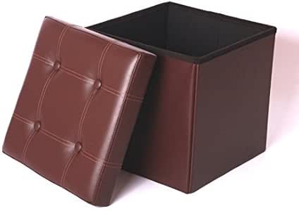 HereDeco OLDING Cubo de Almacenamiento Otomano Pie Taburete Reposapiés