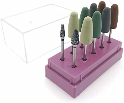 10 PCS Micro Drill Bits Set Includes 8 PCS Tungsten Carbide Burr,2 PCS Round Silicone Grind (Pink)