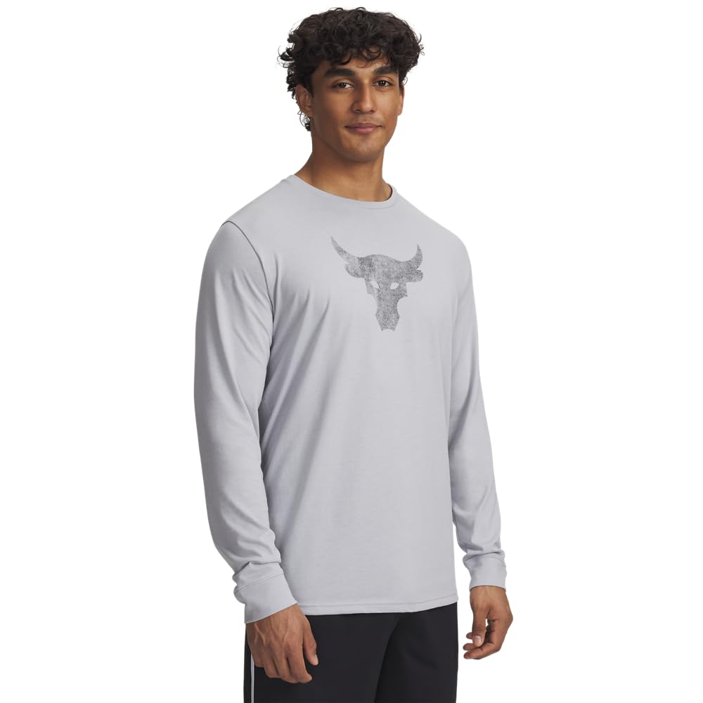 Under Armour Men’s Project Rock Brahma Bull Long Sleeve, (012) Mod Gray Medium Heather / / Black, Large