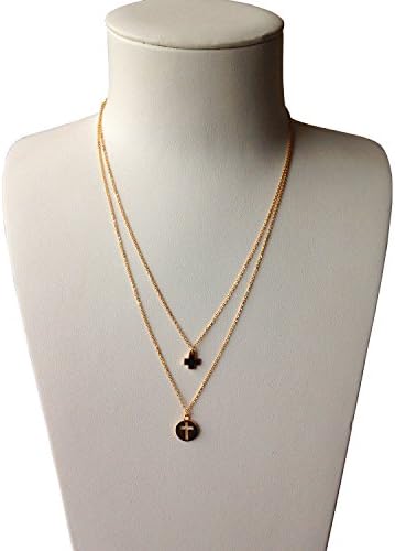 J shine Women Girl 14k Gold-tone Stainless Steel Cross Layered Necklace GN682
