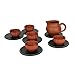 Accmart Set of 6 PU Leather Coasters Cup Mats with Holder Home Office Hotel Use,4.33inch(Black)