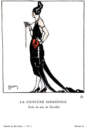Bon Ton: La Coiffure Espagnole - Drian - 1920 - 11 x 14 inches