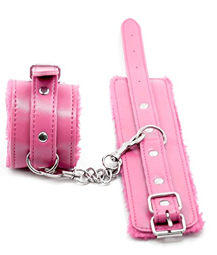 Fashion Leather Handcuffs Cuffs Adjustable Plus Sleeping Mask Set (Pink) (Pink 2)