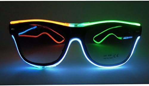El Wire Multi-color Glasses Light Up Clear Wayfarer Led Rainbow Glasses for Festival Rave Party Gift