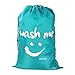 Wimaha Extra Large Laundry Bag Durable Handy Travel Fabric Polyester Storage Bag with Drawstring Cord Lock Closure for Blouse, Hosiery, Underwear, Delicates, Garment, Shirts, Stocking Socks, Teal
