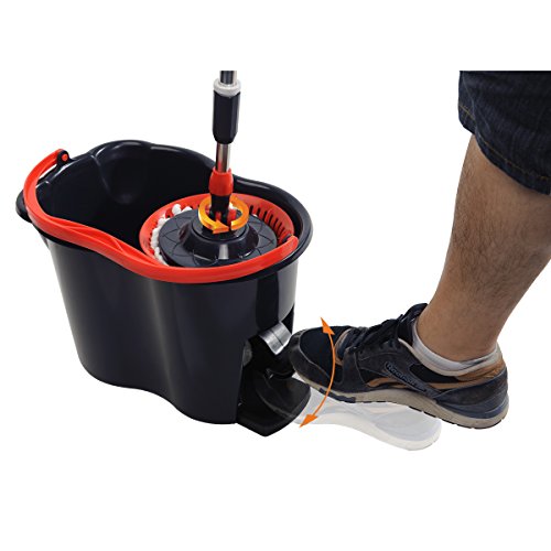 NFHOME Spin Mop and Bucket Cleaning System with 1 Extra Microfiber Spin