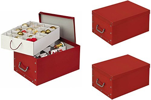 3 Stück XXL Dekokarton in Rot - formschön und hochwertig. Mit Einsätzen für max. 40 Christbaumkugeln oder Weihnachtsdeko. Kar