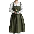 SF-ZXTINP Cotton and linen Kitchen Cooking Aprons Dress for Women with Pockets Cute for Baking Painting Gardening Cleaning