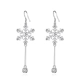 Sterling Silver Snowflake Earrings for Women Teens, Winter Dangle Earrings Snowflake Jewelry Gifts for Christmas