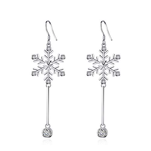 Sterling Silver Snowflake Earrings for Women Teens, Winter Dangle Earrings Snowflake Jewelry Gifts for Christmas