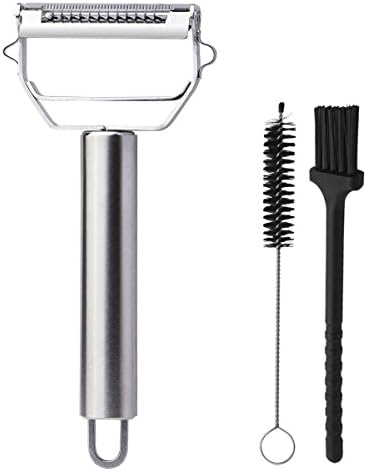 Dual Julienne &amp; Vegetable Peeler Stainless Steel with 2 Cleaning Brush, Peel &amp; Slice Potato, Apple, Carrot etc.