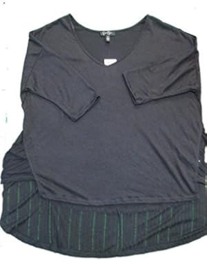 Jessica Simpson PLUS Malery Black V-Neck S/S High Low Hem Pullover Top Shirt 1X