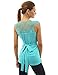 PattyBoutik Women's Ruched Eyelet Tie Back Sleeveless Tops (Turquoise S)
