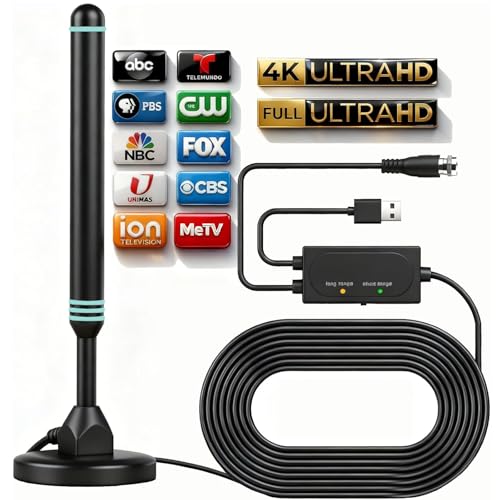 TV Antenna Indoor for Local Channels,Digital Antenna for Smart TV Indoor | Long-Range Reception Digital antenna for smart tv easy installation support 4K 1080p strong magnetic base(Blue Upgrade)