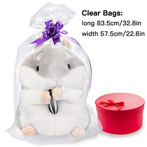 SelfTek 20 Pack Clear Basket Bags Cellophane Wrap Bags,with 20 Pack Bows Ribbon (Random Two Colors) for Gifts and Baskets,Wrapping,Arts & Crafts,Treat,32 by 22 Inches - Thumbnail 7