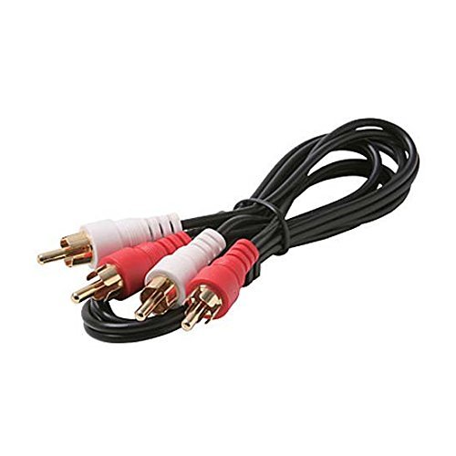 25 FT Dual Male RCA Cable Stereo Gold Shielded Patch 2 Male Gold Plated Stereo Audio Patch Cable 2 RCA Male Plug Connector Each End Shielded R/W Component A/V Plugs Color Coded RED WHITE Connector