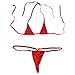 iEFiEL Women Micro G-String Bikini 2 Piece Sliding Top Thong Small Bra (Red)
