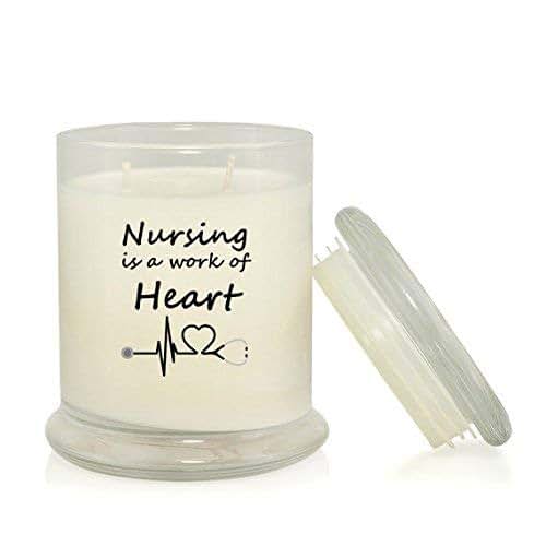 Nursing is a Work of Heart 8.5 oz Soy Candle Lavender Scented Stethoscope