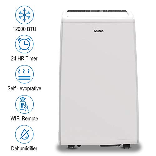 Shinco SPS5-12C 12,000 BTU Portable Air Conditioner Cool Fan Quiet Dehumidifier for Rooms Up to 400 Sq.Ft. LED Display, Remote Control, White - Thumbnail 2