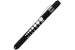 Aokin Medical Pen Light for Nurse Doctor, Reusable LED Medical Penlight Flashlight with Pupil Gauge and Ruler, White Light, Black