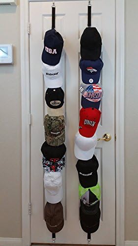 SAN7C Baseball Cap Rack Storage. Two Racks Allows For Use In Two Different Rooms Excellent Ball Cap Rack Storage Holder Organizer Hats Shelf Cap Holder.(Both Loaded with Black and Pink)