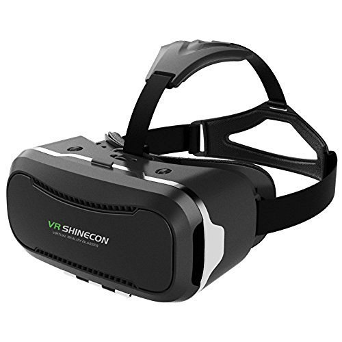 VR SHINECON 2nd VersionVirtual Reality Glasses Headset for 3D Videos Movies Games Compatible with Most 3.5"-6.0" iPhone, Samsung, HTC, LG, Sony, Moto Smartphone (Black)