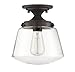 Trade Winds Lighting TW60044ORB 1-Light Transitional Schoolhouse Semi-Flush Mount Pendant Ceiling Light, 100 Watts, in Oil Rubbed Bronze