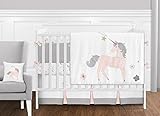 9 pc. Pink, Grey and Gold Unicorn Baby Girl Crib Bedding Set with Bumper by Sweet Jojo Designs