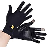 Thx4 Copper Infused Compression Gloves, Touch Screen Full Finger Arthritis Glove for Writing, Texting, Carpal Tunnel- Non-Slip Silicone Gel for Women/Men