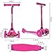 ChromeWheels Scooter for Kids, Deluxe 4 Adjustable Height 3 Wheels Glider with Kick, Lean to Steer with LED Flashing Light, Pink
