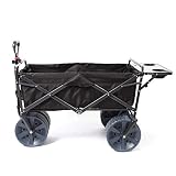 Mac Sports Heavy Duty Collapsible Folding All Terrain Utility Wagon Beach Cart with Table - Black