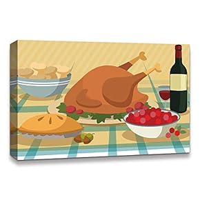 Canvas Wall Art Thanksgiving Day Theme Painting Artwork for Home Prints Framed - 12x18 inches
