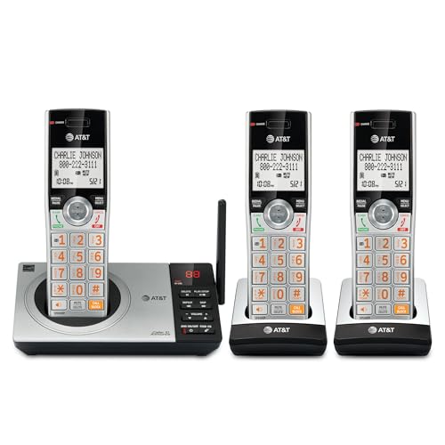 AT&T DECT 6.0 Expandable Cordless Phone with Answering System, Silver/Black wit…
