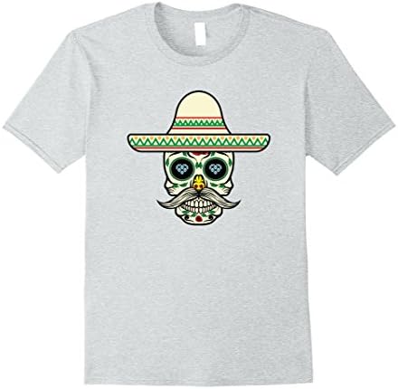 Mens Mexican Sugar Skull Costume T-Shirt For Men's Boys Medium Heather Grey