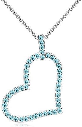 Milin Naco 4cm x 2.7cm Frame Blue Crystal Heart Pendant Necklace For Women