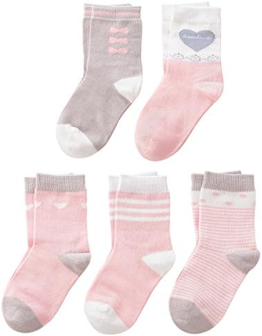 SUNBVE Baby Toddler Little Girls' Cute Soft Cotton Crew Socks 5 Pairs Pack