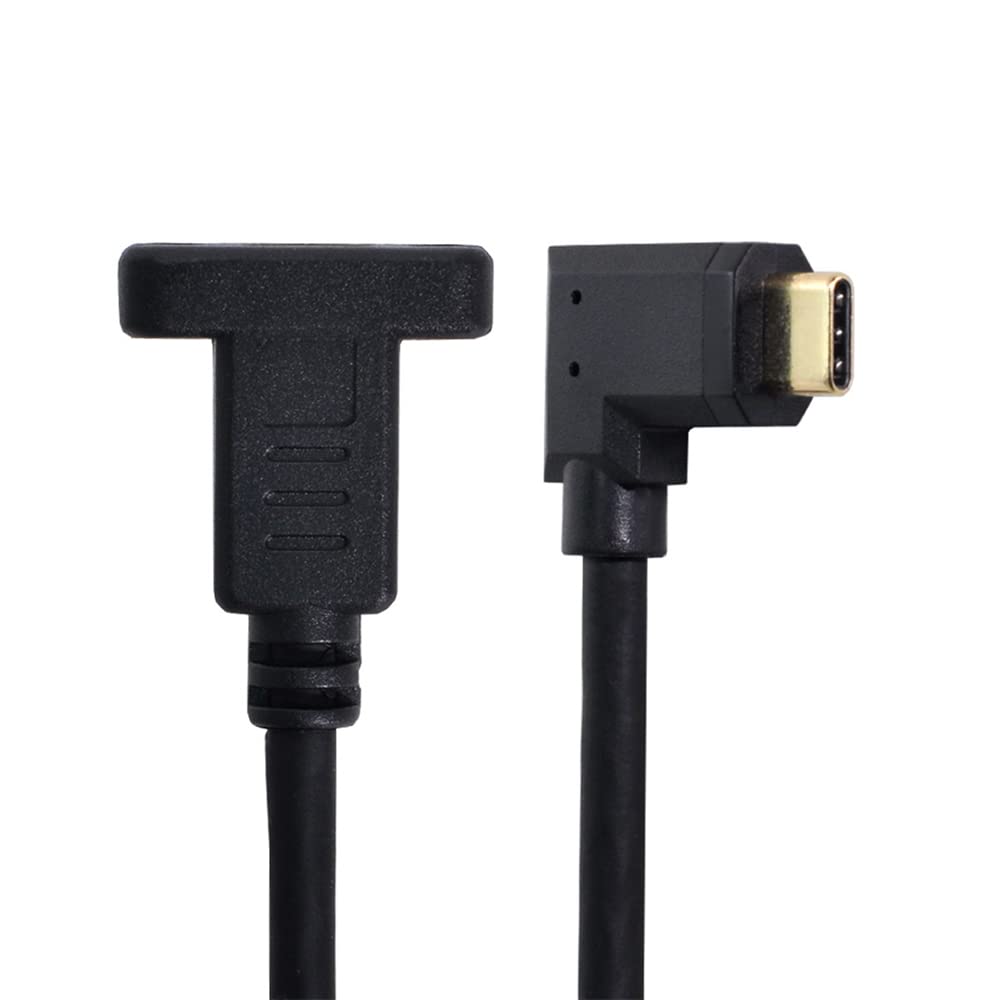 NFHK 90 Degree Left & Right Angled USB-C USB 3.1 Type C Male to Female Extension Data Cable 30cm