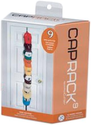 CapRack 9 - Baseball Cap Organizer (Black) (76.5H x 1W x 0.2D) by Perfect Curve