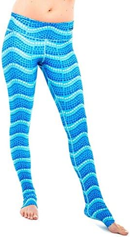 Body Angel Activewear Women's Blue Waves Leggings/Activewear/Yogawear Medium Blue/turquoise